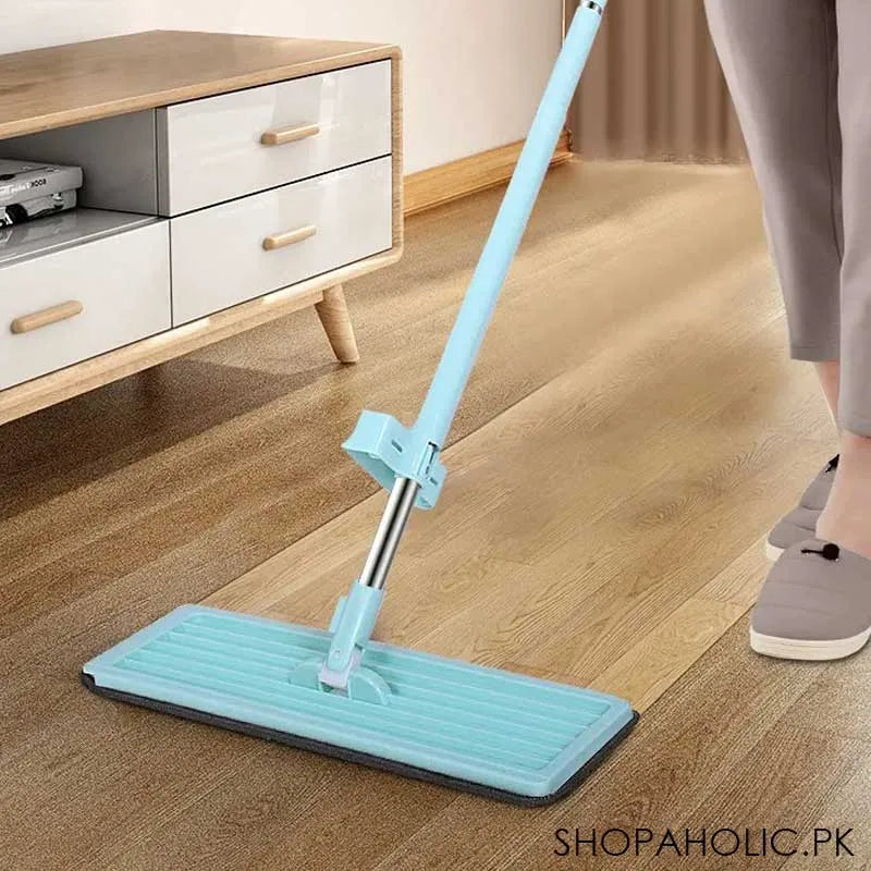 telescopic flat squeeze mop with double microfiber pad main image