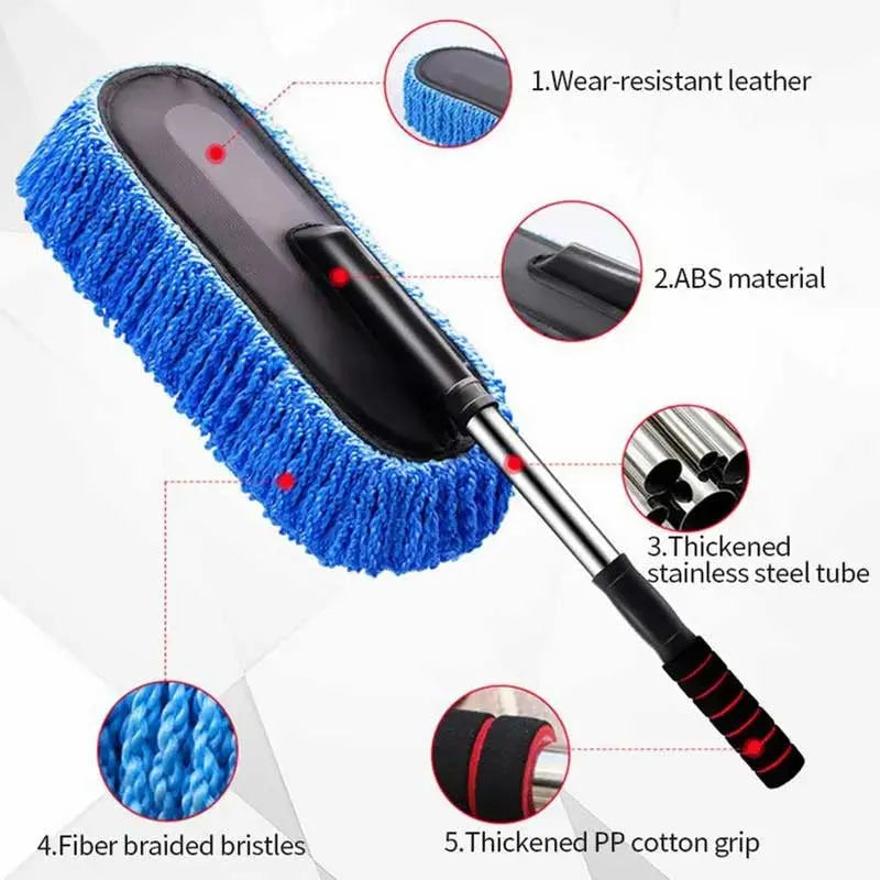 telescopic microfiber car cleaning duster with long handle image3