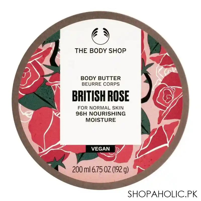 the body shop british rose 96h nourishing moisture vegan the body butter, normal skin, 200ml main image