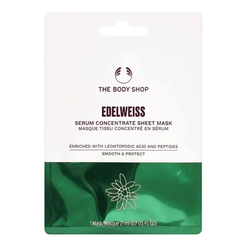 the body shop edelweiss serum concentrate sheet mask, smooth & protect, 21ml main image