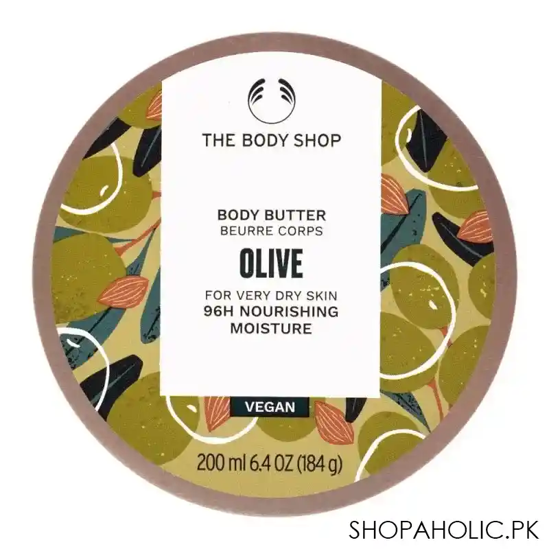 the body shop olive 96h nourishing moisture vegan the body butter, very dry skin, 200ml main image