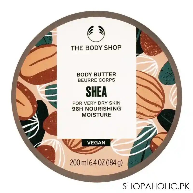 the body shop shea 96h nourishing moisture vegan the body butter, very dry skin, 200ml main image