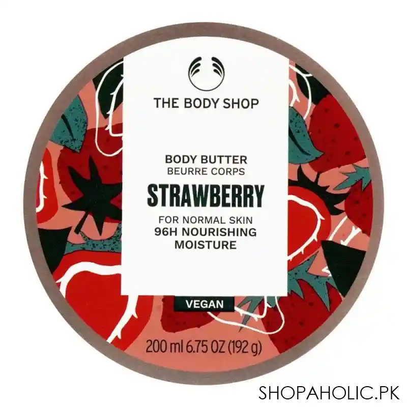 the body shop strawberry 96h nourishing moisture vegan the body butter, normal skin, 200ml main image