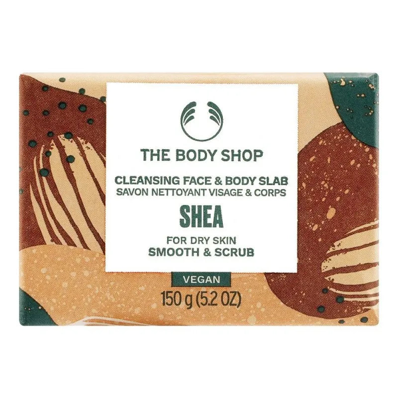 the body shop vegan shea cleansing face & body slab, for dry skin, 150g image2