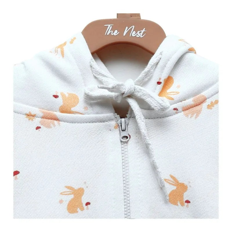 the nest autumn forest long sleeve hoodie kangro pocket jacket, white image2