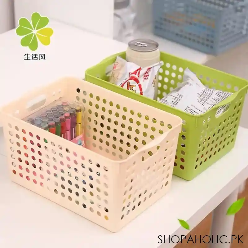 thick rectangular plastic storage basket for home and office main image