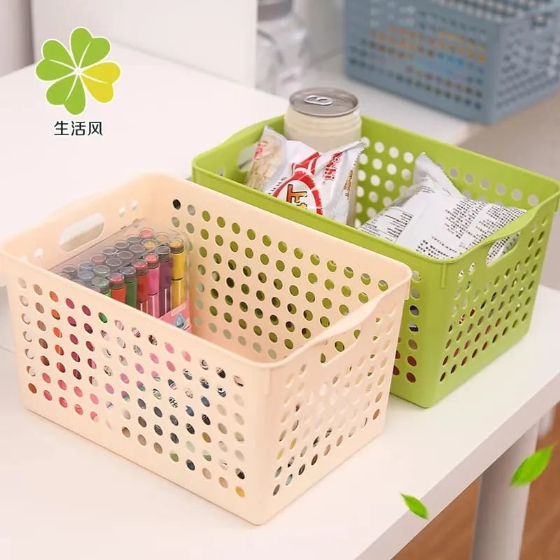 thick rectangular plastic storage basket for home and office main image