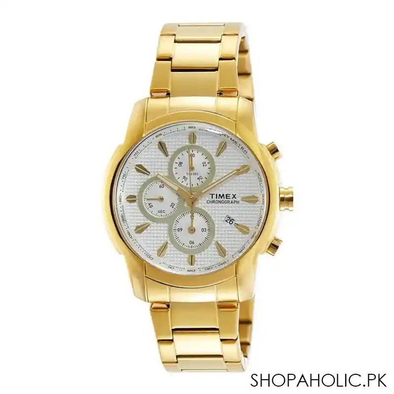 timex chronograph white dial men's watch   tw000y514 main image