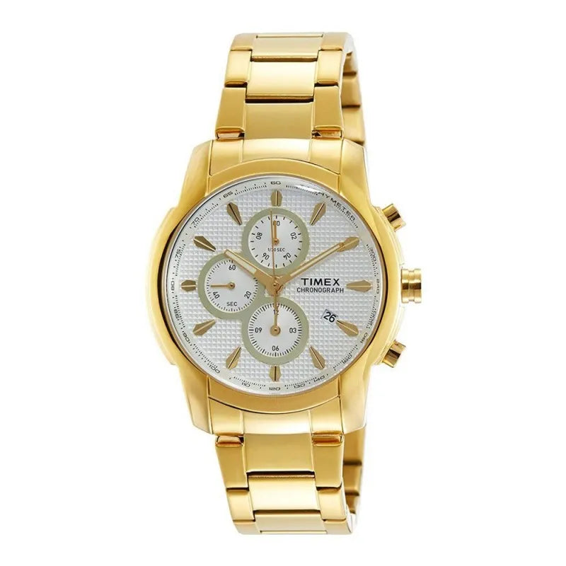 timex chronograph white dial men's watch   tw000y514 main image