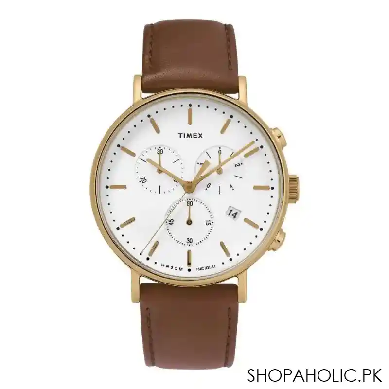 timex menn brown strap chronograph watch, tw2t32300 main image