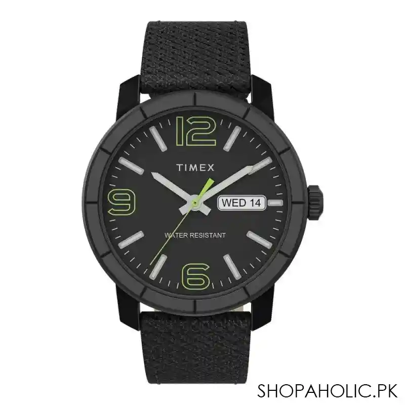 timex men's black round dial with textured black strap chronograph watch, tw2t72500 main image