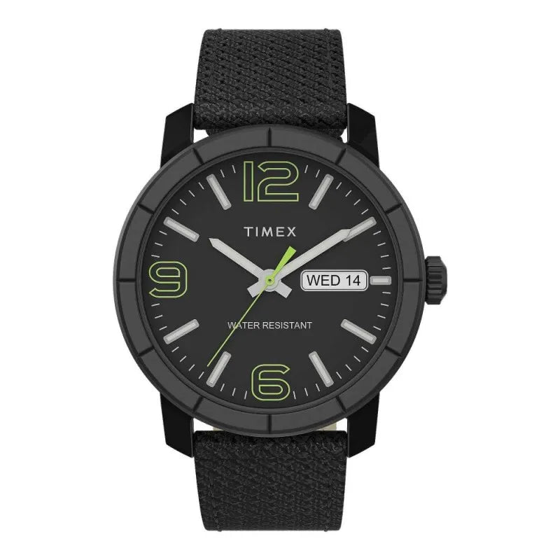 timex men's black round dial with textured black strap chronograph watch, tw2t72500 main image