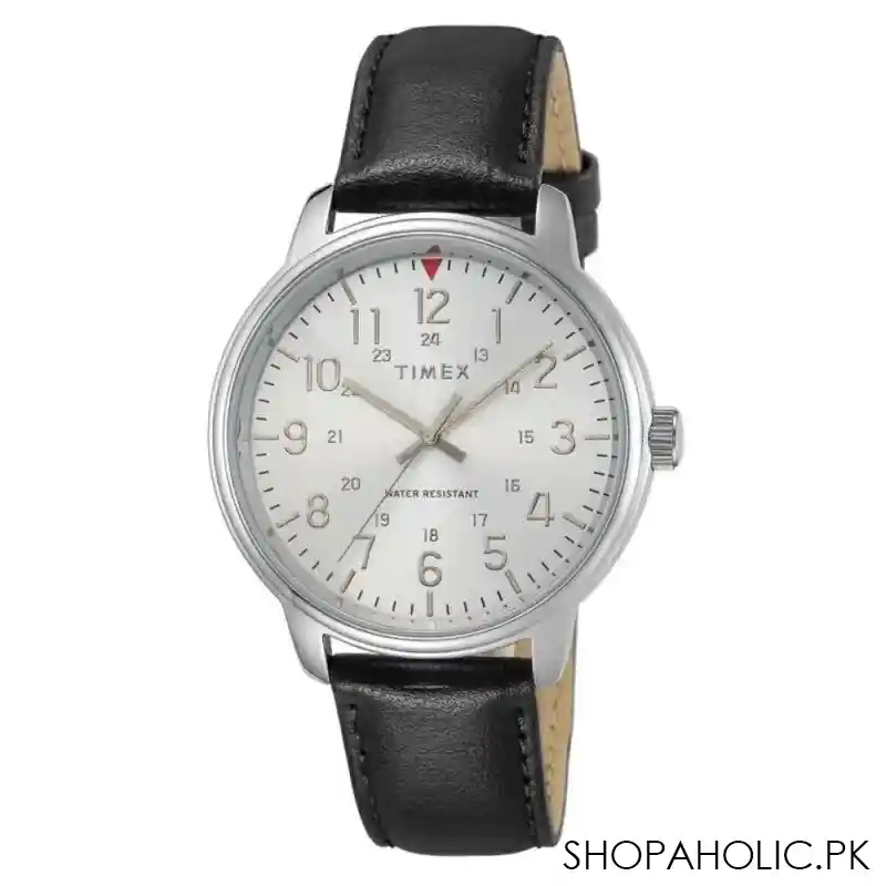 timex men's classics 43mm black leather strap watch, tw2r85300 main image