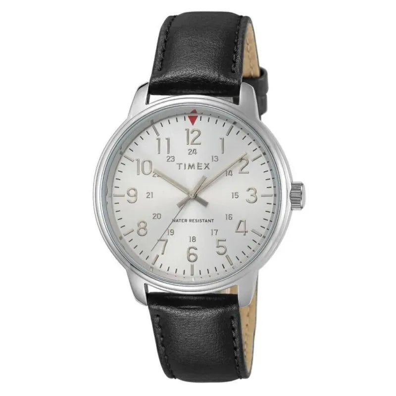 timex men's classics 43mm black leather strap watch, tw2r85300 main image