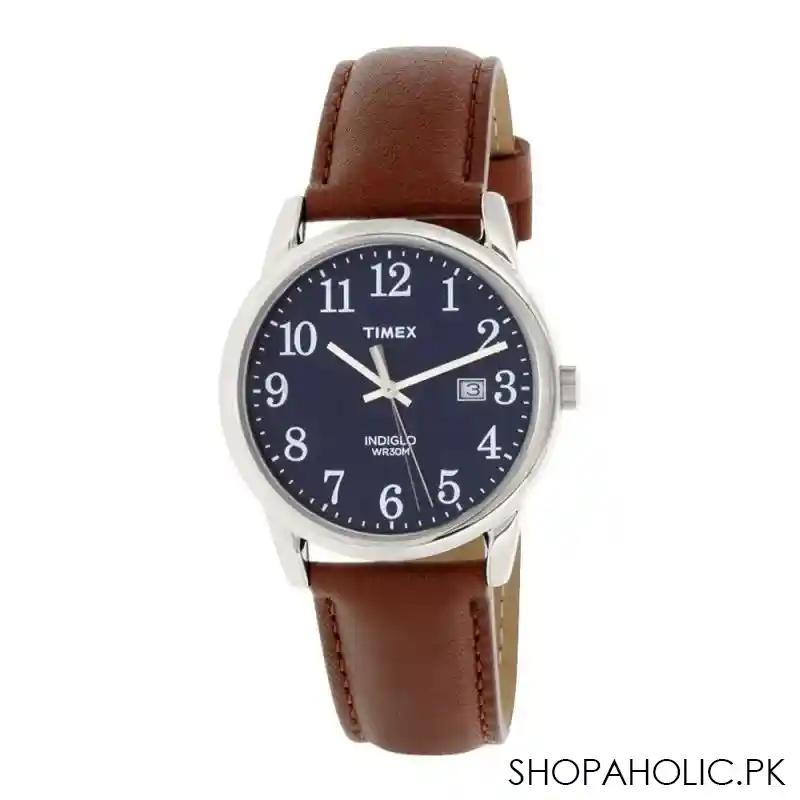 timex men's easy reader brown leather quartz fashion watch   tw2p75900 main image