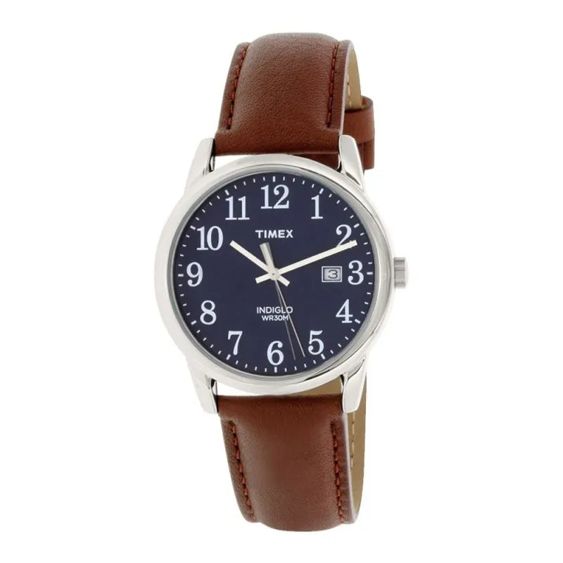 timex men's easy reader brown leather quartz fashion watch   tw2p75900 main image