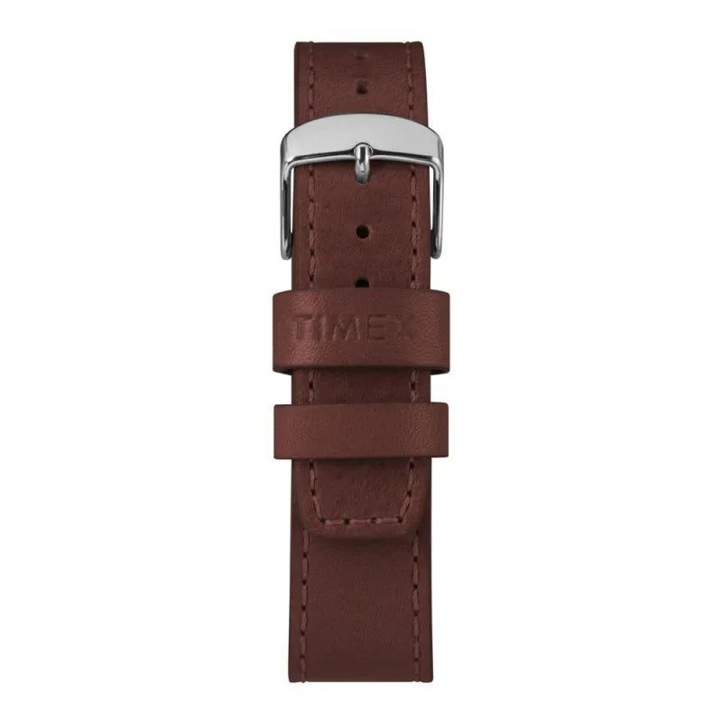 timex men's easy reader leather strap watch, brown   tw2r36000 image3