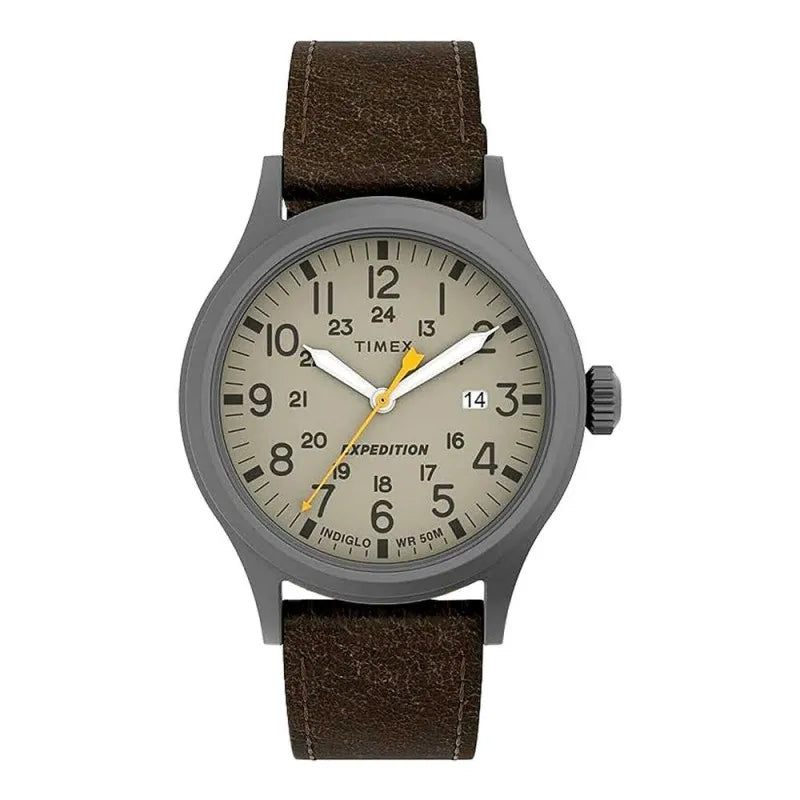 timex men's expedition olive green round dial & textured strap analog watch, tw4b23100 main image