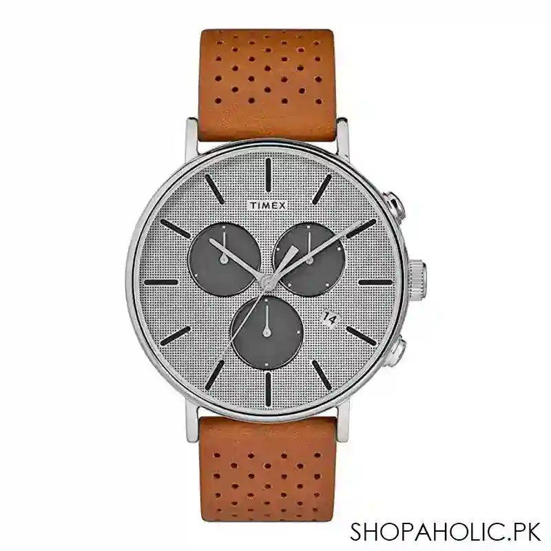 timex men's fairfield chronograph supernova leather strap watch, 41mm, tw2r79900 main image