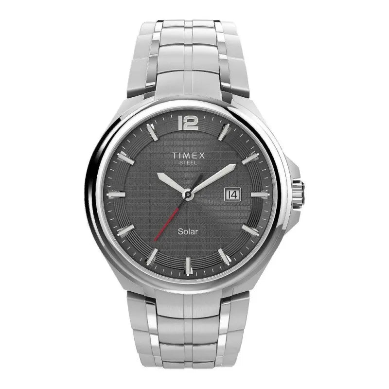 timex men's grey round dial with chrome bracelet analog watch, tw2v39600 main image