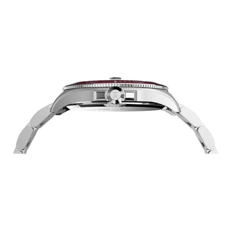 timex men's harborside coast 43mm chrome case red stainless watch, tw2u41700 image2