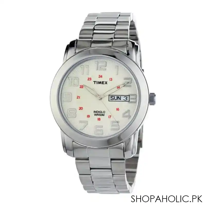 timex men's highland street, silver tone stainless steel bracelet watch   t2n437 main image