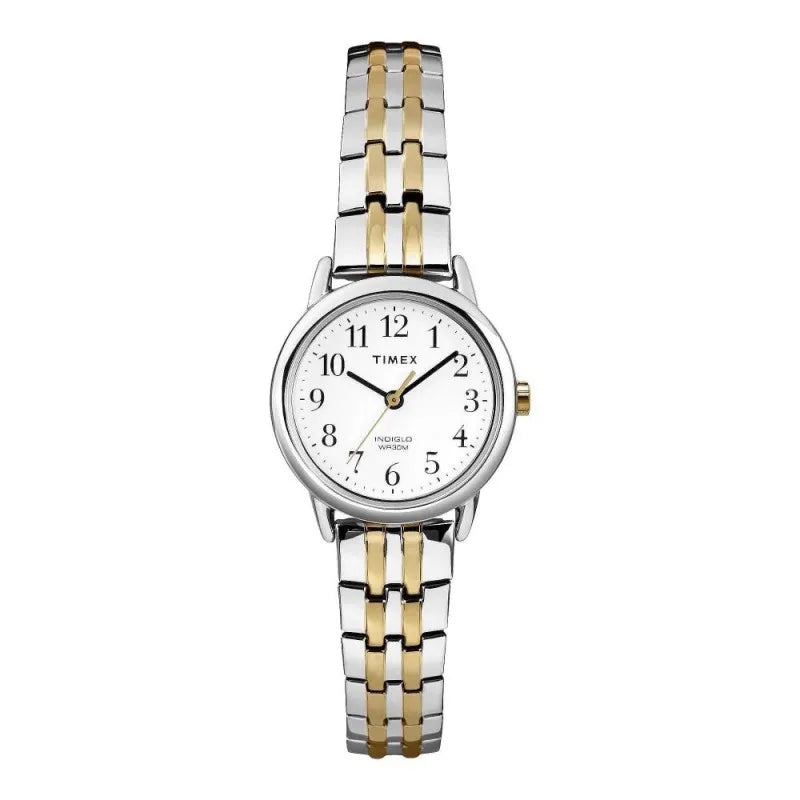 timex women's chrome round dial wit two tone chain analog watch, t2p298 main image