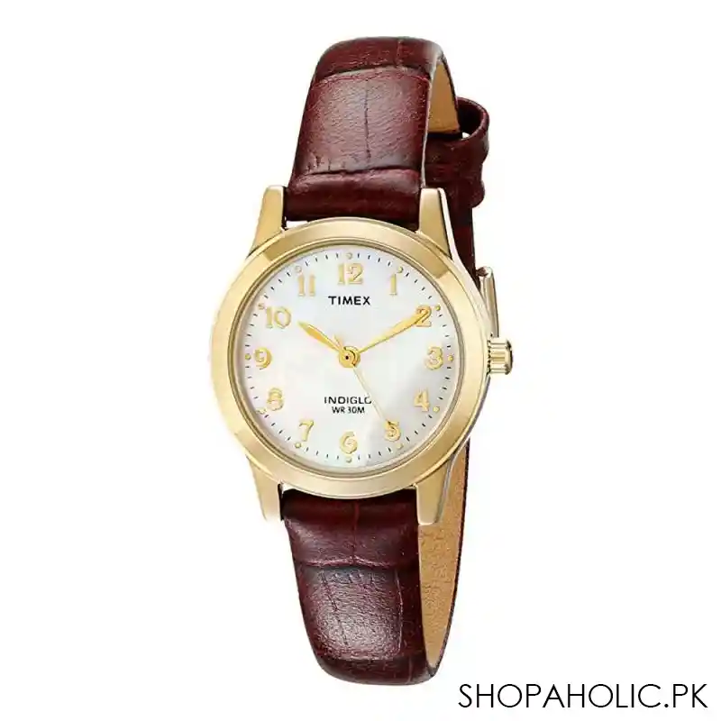 timex women's dress watch, elevated classic burgundy leather strap, t21693 main image