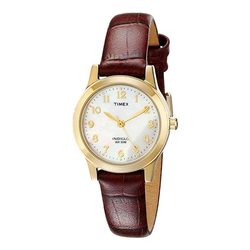 timex women's dress watch, elevated classic burgundy leather strap, t21693 main image