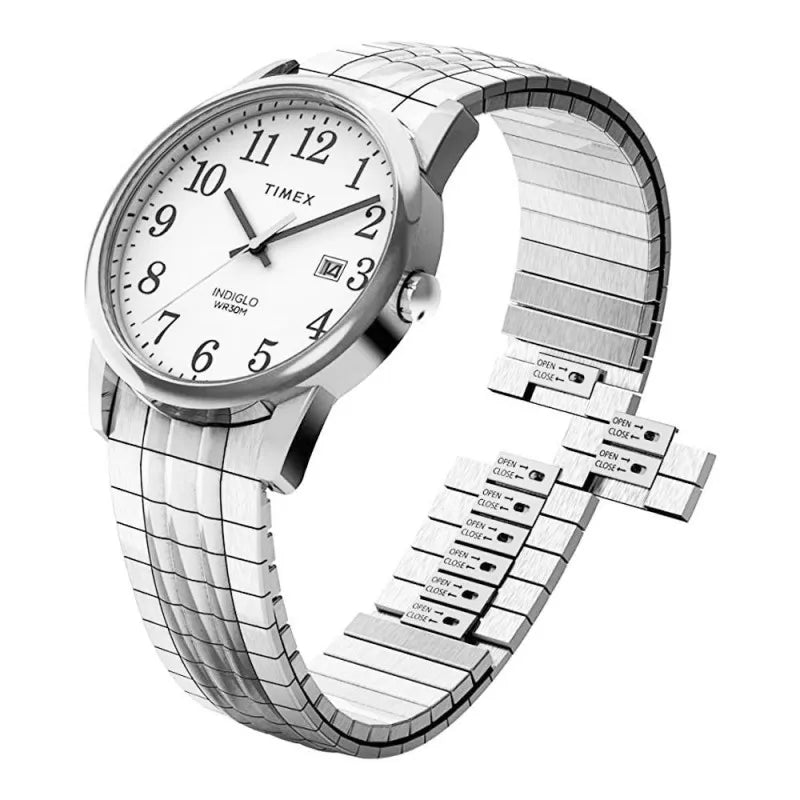 timex women's easy reader 30mm perfect fit silver tone watch, tw2u08600 image5