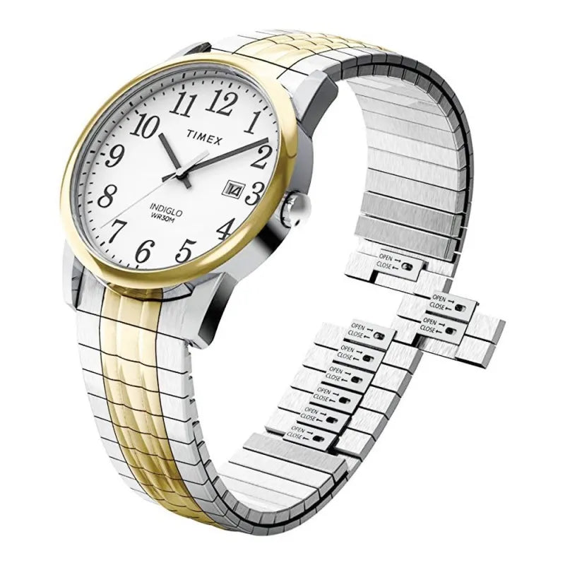 timex women's easy reader 30mm perfect fit two tone watch, tw2u08500 image5