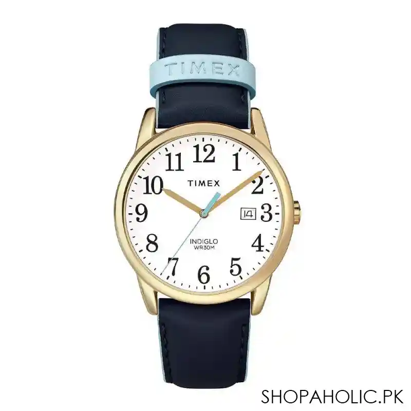 timex women's easy reader 38mm blue leather strap watch   tw2r62600 main image