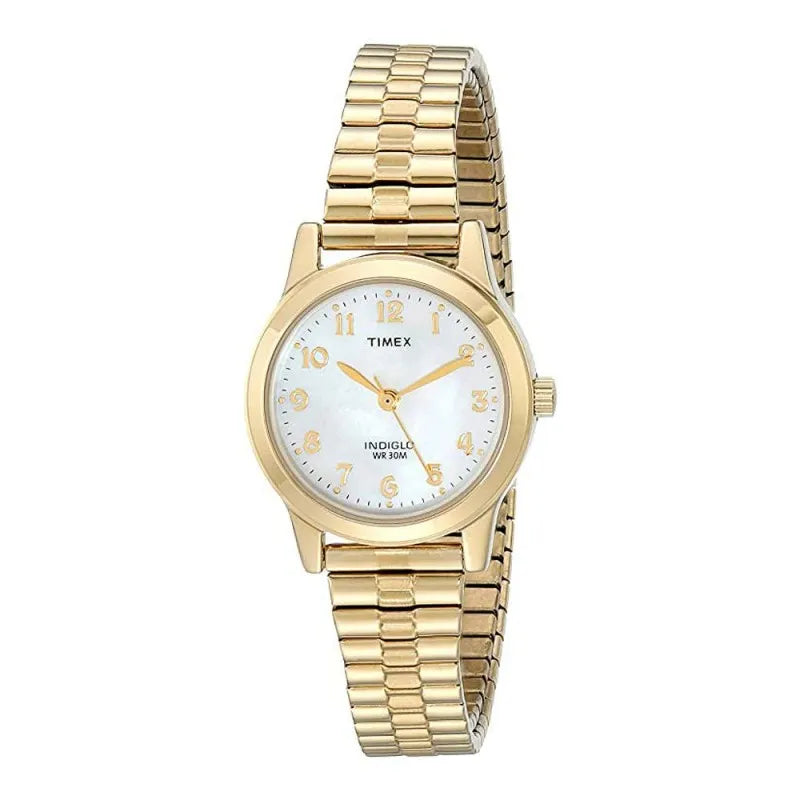 timex women's essex avenue stainless steel 25mm watch, golden, t2m827 main image