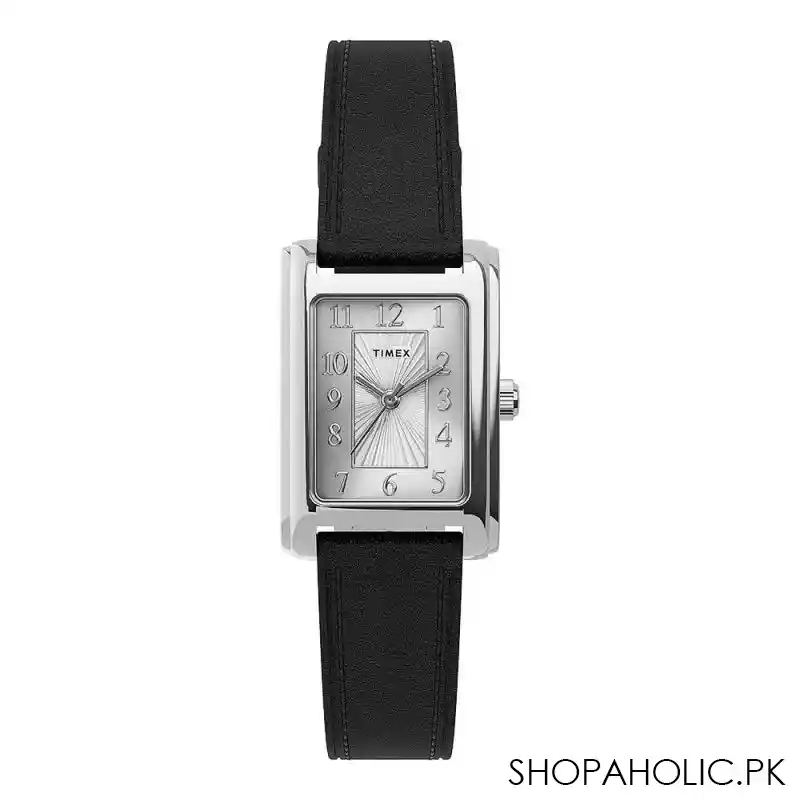 timex women's meriden 21mm black leather strap watch, tw2u06200 main image