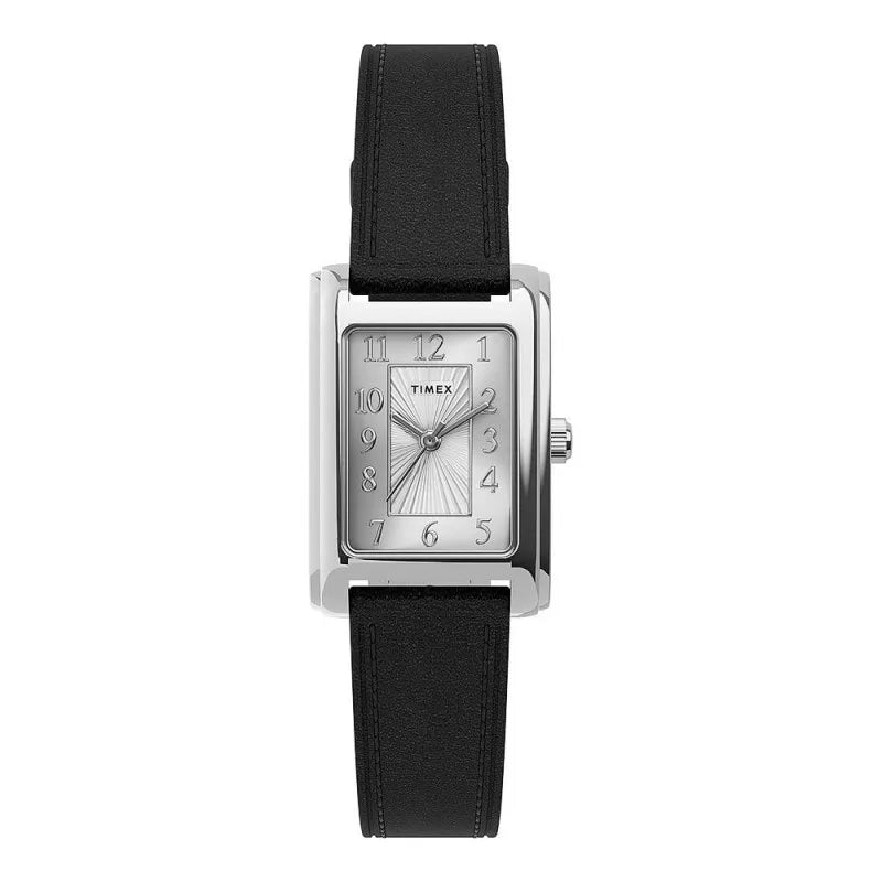 timex women's meriden 21mm black leather strap watch, tw2u06200 main image