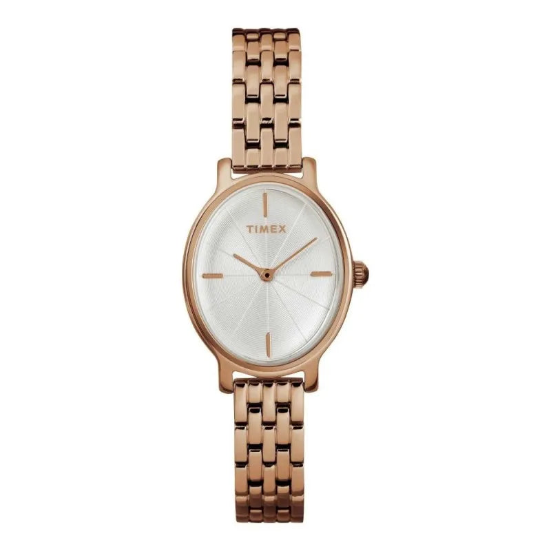 timex women's rust gold oval dial & bracelet analog watch, tw2r94000 main image