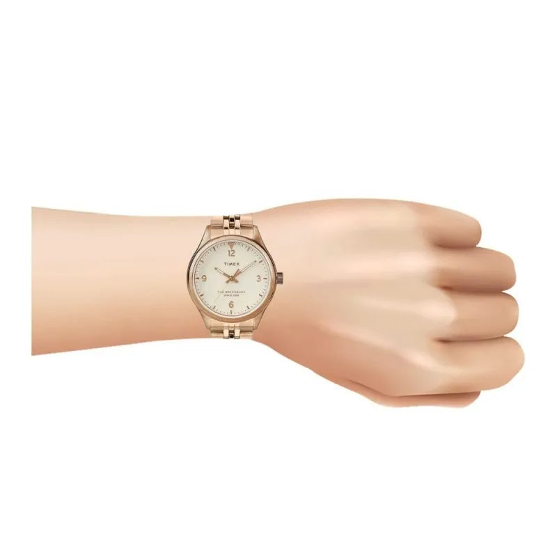 timex women's rust gold round dial & bracelet analog watch, tw2t36500 image2