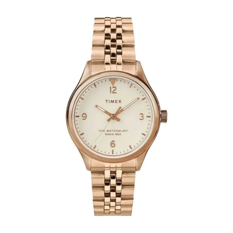 timex women's rust gold round dial & bracelet analog watch, tw2t36500 main image