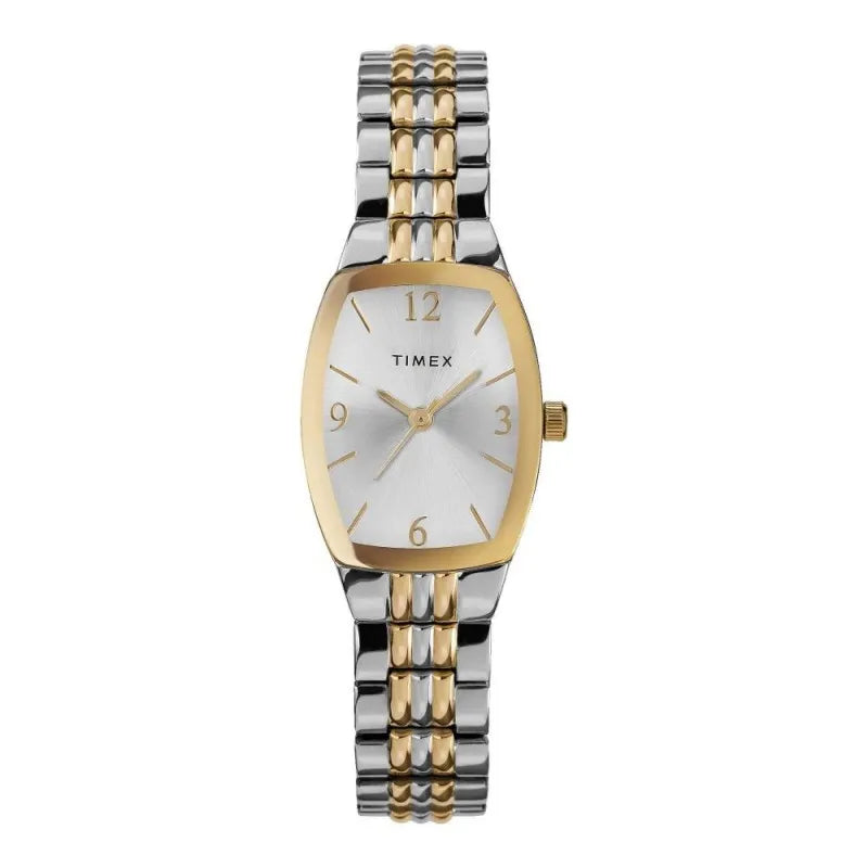 timex women's square gold dial & two tone bracelet analog watch, tw2v25500 main image