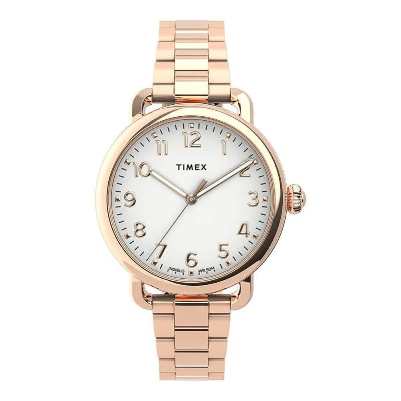 timex women's standard stainless steel 34mm watch, golden, tw2u14000 main image