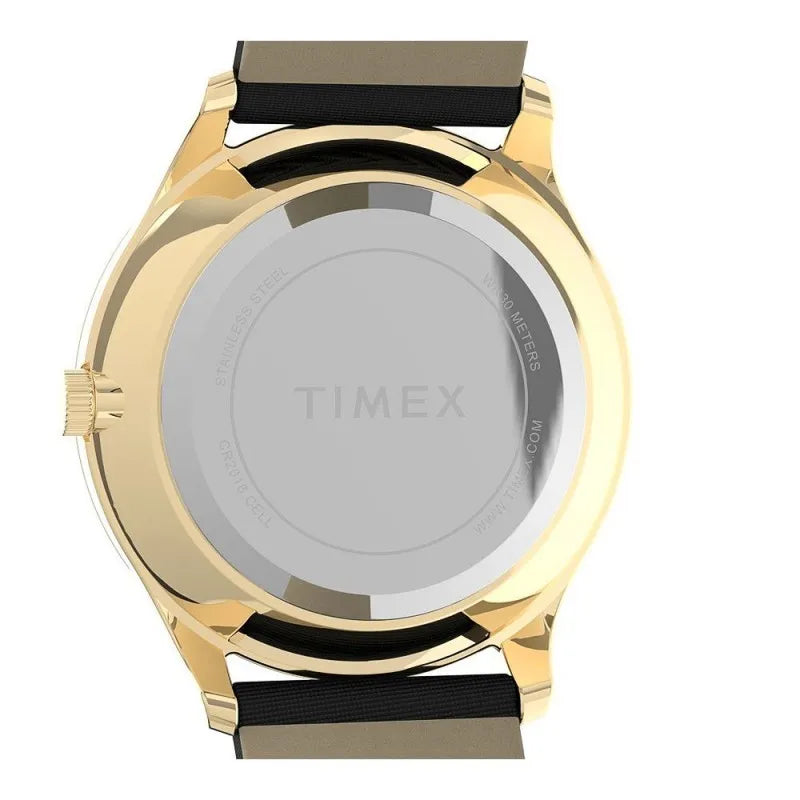 timex women's starstruck 32mm black leader strap watch, gold, tw2u57300 image3