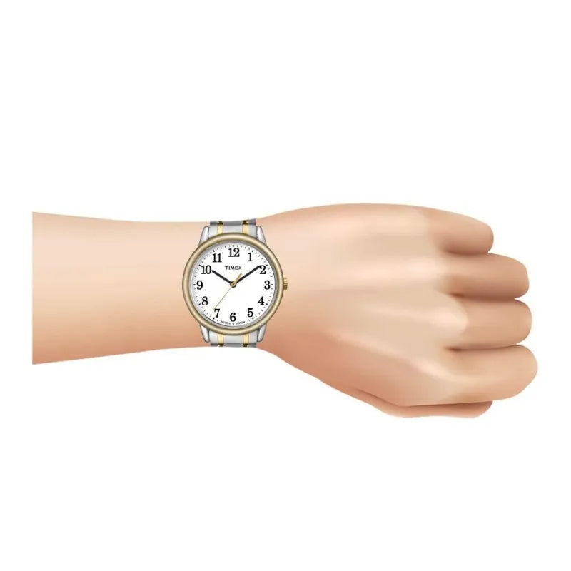 timex women's white round dial with two tone bracelet analog watch, tw2p78700 image2