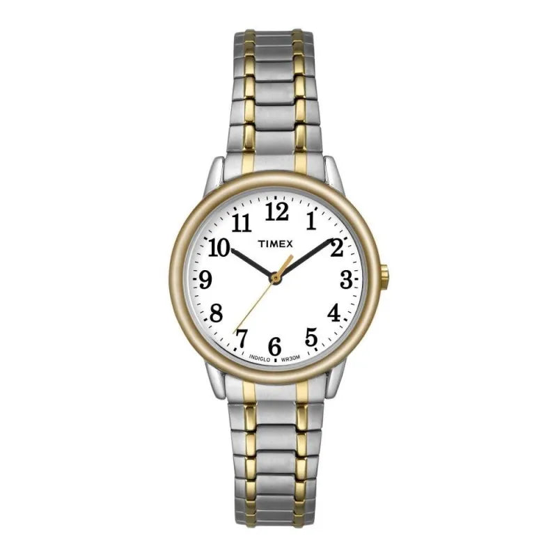 timex women's white round dial with two tone bracelet analog watch, tw2p78700 main image