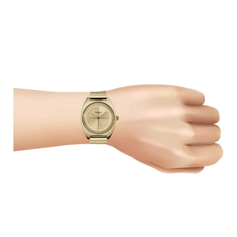 timex women's yellow gold dial with bracelet analog watch, tw2t37600 image2