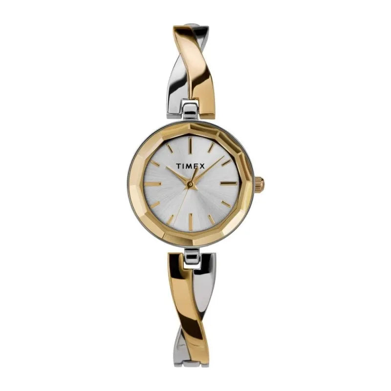 timex women's yellow gold round dial with two tone chain analog watch, tw2u69700 main image