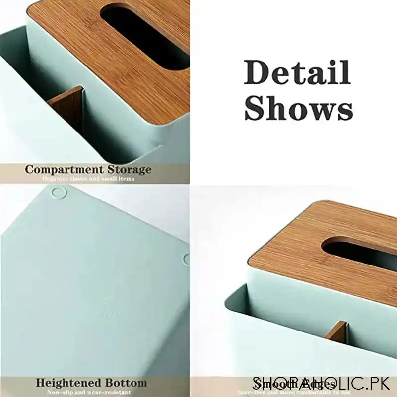 tissue box bamboo lid with multifunctional storage box for home and office image8