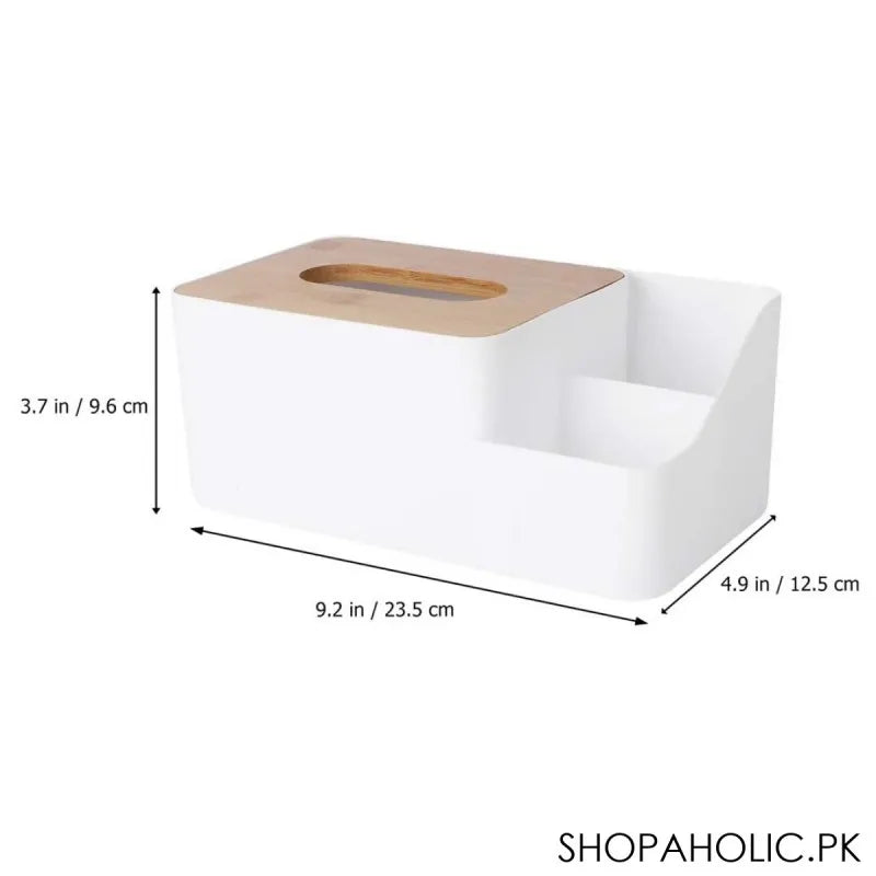 tissue box bamboo lid with multifunctional storage box image2