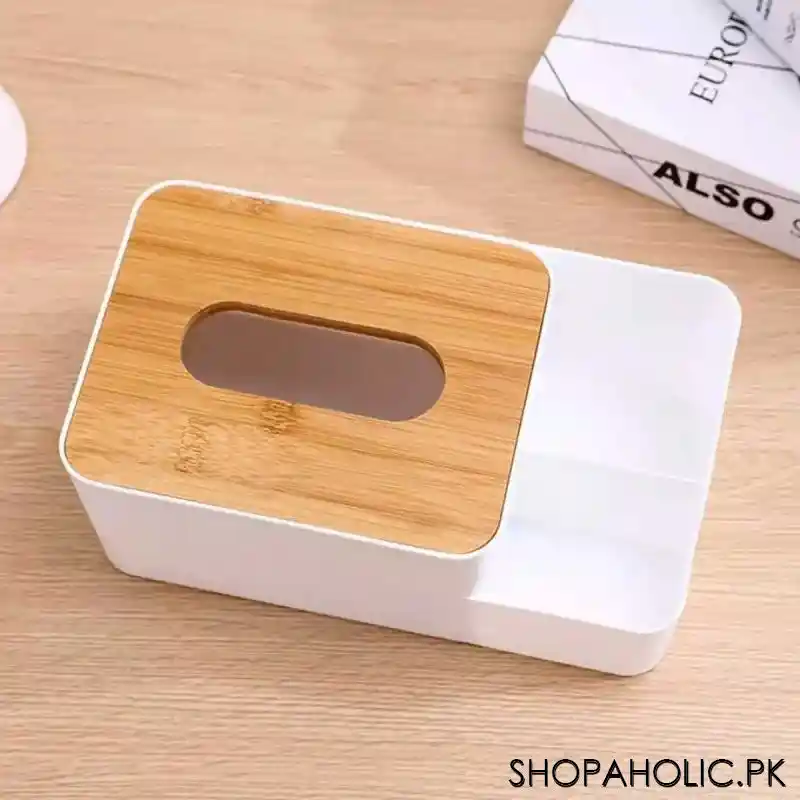 tissue box bamboo lid with multifunctional storage box image3