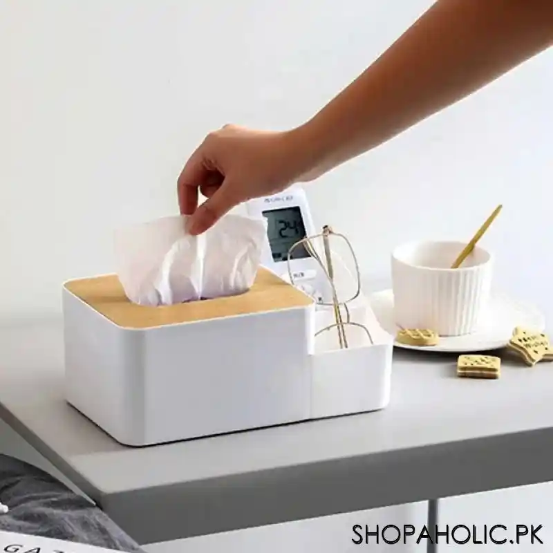 tissue box bamboo lid with multifunctional storage box image6