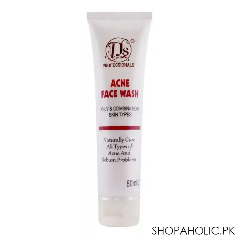 tjs professinals acne face wash, for oily & combination skin, 80ml main image